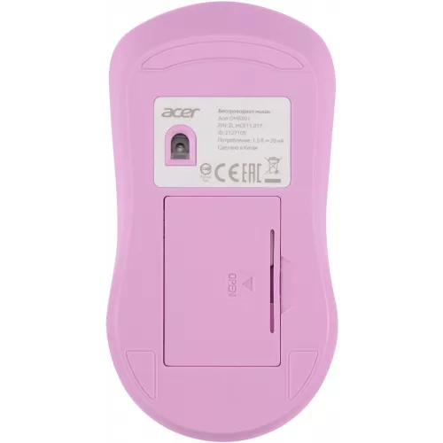 Мышь Acer OMR501 фиолетовый оптическая 1600dpi silent беспров. USB 4but (ZL.MCE11.017)