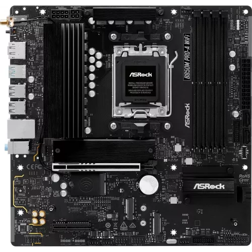 Материнская плата Asrock B850M PRO-A WIFI Socket AM5 AMD B850 4xDDR5 mATX AC`97 8ch(7.1) 2.5Gg RAID+HDMI+DP