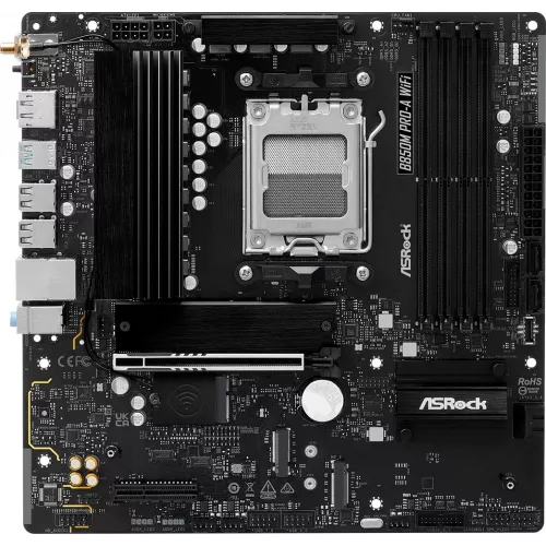 Материнская плата Asrock B850M PRO-A WIFI Socket AM5 AMD B850 4xDDR5 mATX AC`97 8ch(7.1) 2.5Gg RAID+HDMI+DP