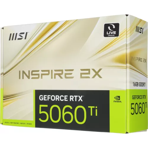 Видеокарта MSI PCI-E 5.0 RTX 5060 TI 16G INSPIRE 2X NVIDIA GeForce RTX 5060TI 16Gb 128bit GDDR7 2572/28000 HDMIx1 DPx3 HDCP Ret