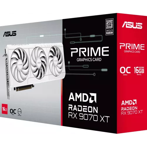 Видеокарта Asus PCI-E 5.0 PRIME-RX9070XT-O16GWHITE AMD Radeon RX 9070XT 16Gb 256bit GDDR6 2460/20000 HDMIx1 DPx3 HDCP Ret