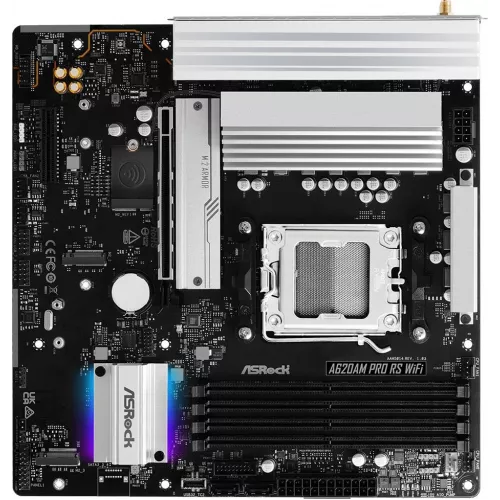 Материнская плата Asrock A620AM Pro RS WiFi Socket AM5 AMD A620A 4xDDR5 mATX AC`97 8ch(7.1) 2.5Gg RAID+HDMI+DP