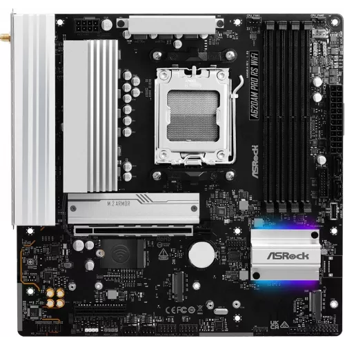 Материнская плата Asrock A620AM Pro RS WiFi Socket AM5 AMD A620A 4xDDR5 mATX AC`97 8ch(7.1) 2.5Gg RAID+HDMI+DP