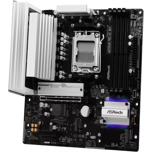 Материнская плата Asrock A620AM Pro RS WiFi Socket AM5 AMD A620A 4xDDR5 mATX AC`97 8ch(7.1) 2.5Gg RAID+HDMI+DP