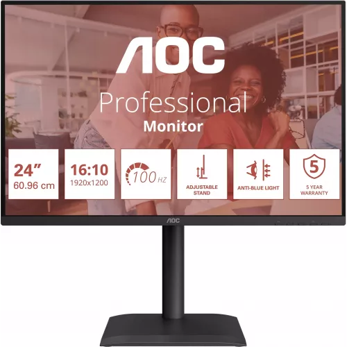 Монитор AOC 24" X24E4U черный IPS LED 16:10 HDMI M/M матовая HAS Piv 300cd 178гр/178гр 1920x1200 100Hz VGA DP FHD USB 5.22кг