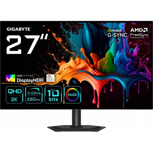 Монитор Gigabyte 27" MO27Q28G черный WOLED LED 16:9 HDMI M/M матовая HAS Piv 1500000:1 335cd 178гр/178гр 2560x1440 280Hz DP Quad 2K (1440p) USB 6кг