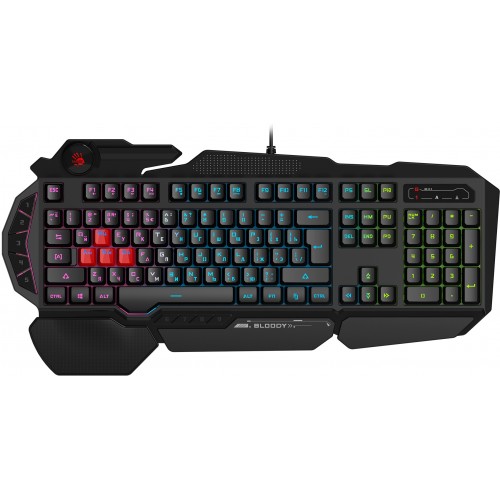 Клавиатура A4Tech B314 черный USB Multimedia for gamer LED (подставка для запястий) кабель 1.8м