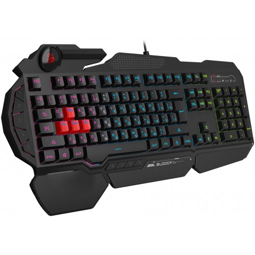 Клавиатура A4Tech B314 черный USB Multimedia for gamer LED (подставка для запястий) кабель 1.8м