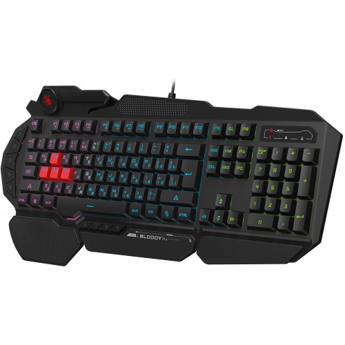 Клавиатура A4Tech B314 черный USB Multimedia for gamer LED (подставка для запястий) кабель 1.8м