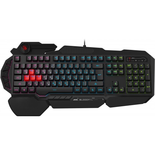 Клавиатура A4Tech B314 черный USB Multimedia for gamer LED (подставка для запястий) кабель 1.8м