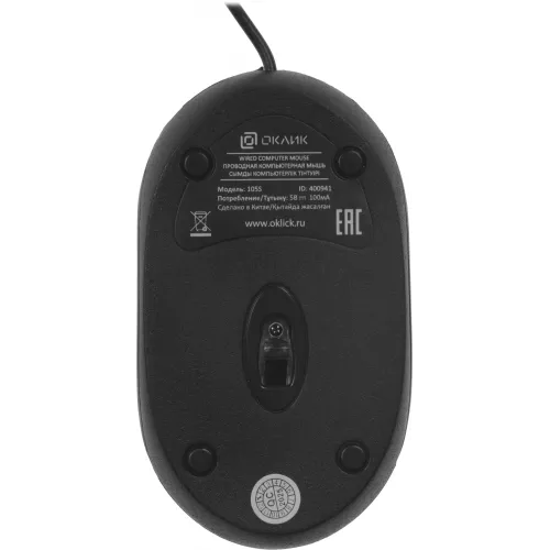 Мышь Оклик 105S черный оптическая 800dpi USB для ноутбука 3but (400941)