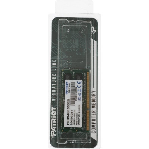 Память DDR3 4Gb 1333MHz Patriot PSD34G13332S RTL PC3-10600 CL9 SO-DIMM 204-pin 1.5В dual rank Ret