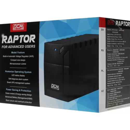Источник бесперебойного питания Powercom Raptor RPT-600AP 360Вт 600ВА черный