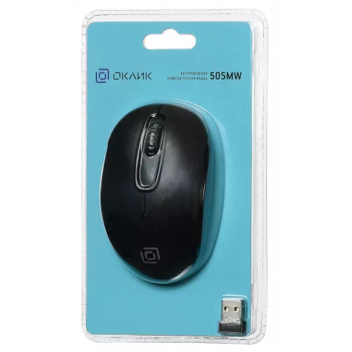 Мышь Оклик 505MW черный оптическая 1000dpi беспров. USB для ноутбука 3but (1018256)