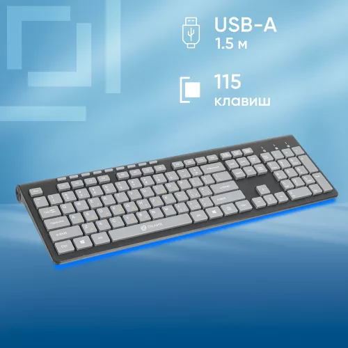 Клавиатура Оклик 480M черный/серый USB slim Multimedia (1067199) кабель 1.5м