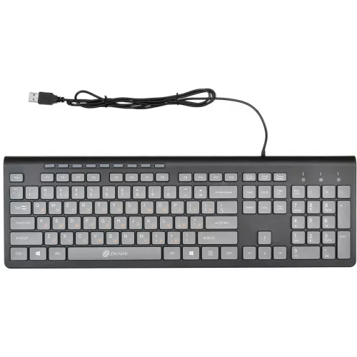 Клавиатура Оклик 480M черный/серый USB slim Multimedia (1067199) кабель 1.5м