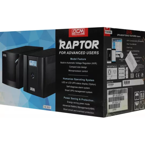 Источник бесперебойного питания Powercom Raptor RPT-1025AP LCD 615Вт 1025ВА черный