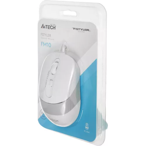 Мышь A4Tech Fstyler FM10 белый/серый оптическая 1600dpi USB 4but (FM10 WHITE)