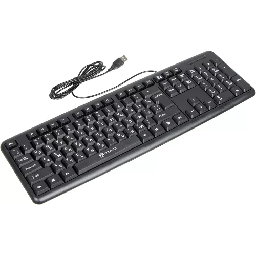 Клавиатура Оклик 180V2 черный USB (1185956) кабель 2м