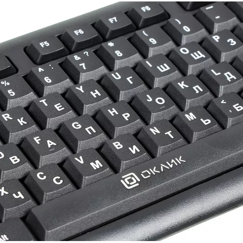 Клавиатура Оклик 180V2 черный USB (1185956) кабель 2м