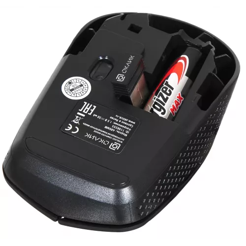 Мышь Оклик 486MW черный оптическая 1600dpi беспров. USB для ноутбука 3but (1196555)