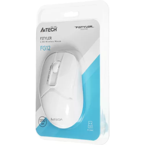 Мышь A4Tech Fstyler FG12 белый оптическая 1200dpi беспров. USB 3but (FG12 WHITE)