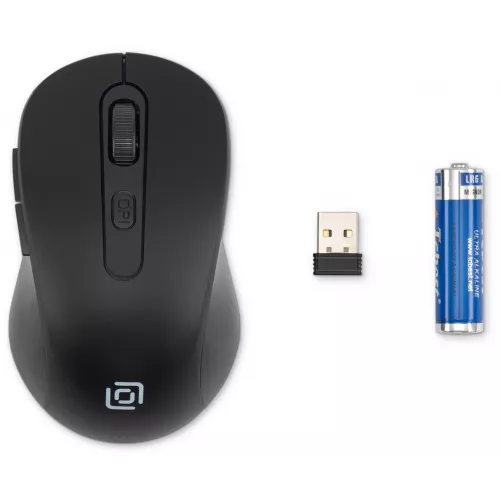 Мышь Оклик 677MW черный оптическая 1600dpi беспров. USB 6but (1520859)