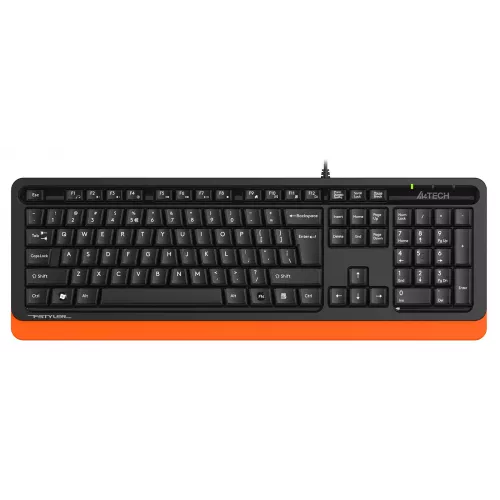 Клавиатура A4Tech FKS10 черный/оранжевый USB (подставка для запястий) (FKS10 ORANGE) кабель 1.5м