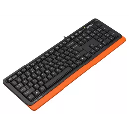 Клавиатура A4Tech FKS10 черный/оранжевый USB (подставка для запястий) (FKS10 ORANGE) кабель 1.5м