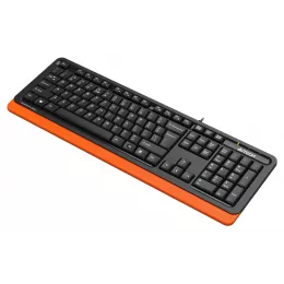 Клавиатура A4Tech FKS10 черный/оранжевый USB (подставка для запястий) (FKS10 ORANGE) кабель 1.5м