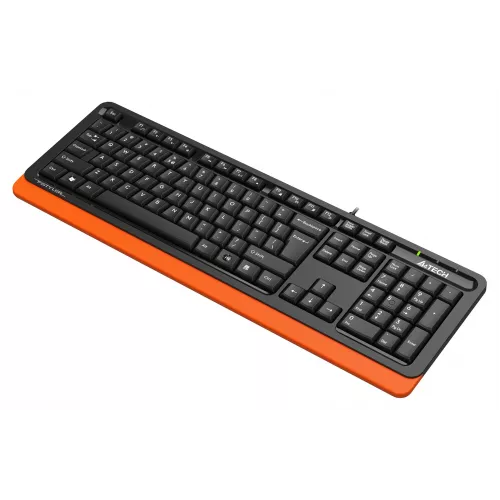 Клавиатура A4Tech FKS10 черный/оранжевый USB (подставка для запястий) (FKS10 ORANGE) кабель 1.5м