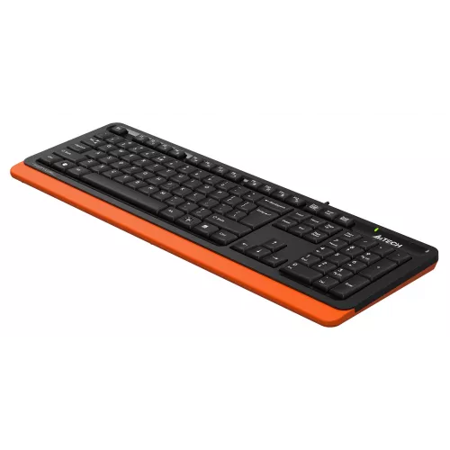 Клавиатура A4Tech FKS10 черный/оранжевый USB (подставка для запястий) (FKS10 ORANGE) кабель 1.5м