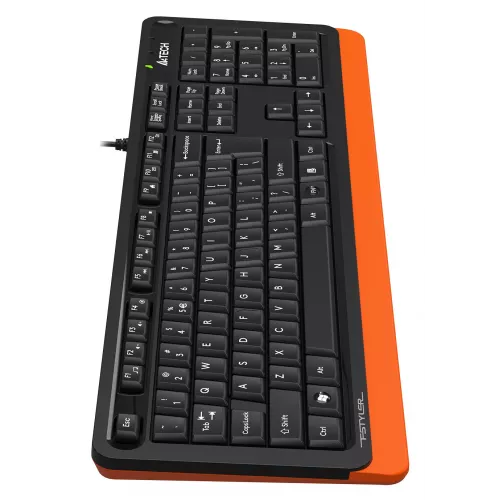 Клавиатура A4Tech FKS10 черный/оранжевый USB (подставка для запястий) (FKS10 ORANGE) кабель 1.5м