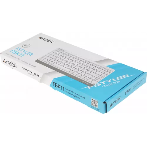 Клавиатура A4Tech FBK11 белый/серый USB беспроводная BT/Radio slim (FBK11 WHITE)