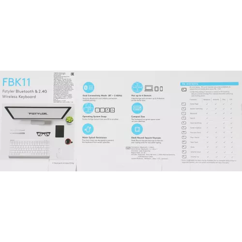 Клавиатура A4Tech FBK11 белый/серый USB беспроводная BT/Radio slim (FBK11 WHITE)