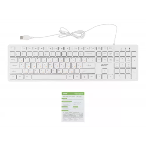 Клавиатура Acer OKW123 белый USB Multimedia (ZL.KBDEE.00D) кабель 1.5м