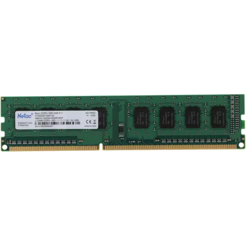 Память DDR3 4GB 1600MHz Netac NTBSD3P16SP-04 Basic RTL PC3-12800 CL11 DIMM 240-pin 1.5В dual rank Ret