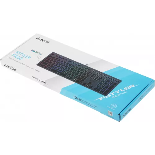 Клавиатура A4Tech FX60 серый USB slim LED (FX60 GREY / NEON) кабель 1.5м
