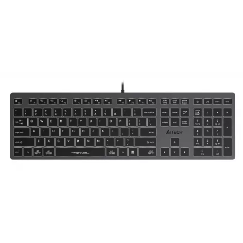 Клавиатура A4Tech FX60 серый USB slim LED (FX60 GREY / WHITE) кабель 1.5м