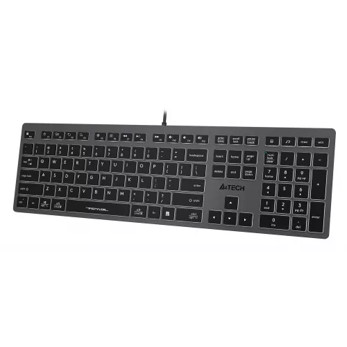 Клавиатура A4Tech FX60 серый USB slim LED (FX60 GREY / WHITE) кабель 1.5м