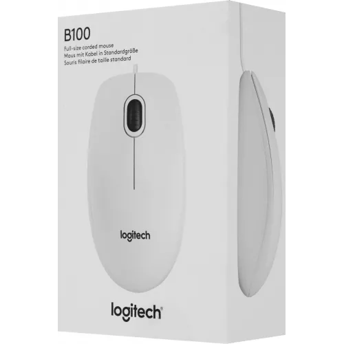 Мышь Logitech B100 белый оптическая 1000dpi USB 2but (910-003360)