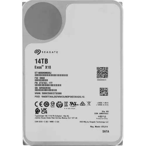Жесткий диск Seagate SATA-III 14TB ST14000NM000J Exos X18 4KN (7200rpm) 256Mb 3.5"
