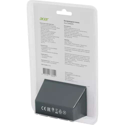 Мышь Acer OMR306 черный/серый оптическая 1600dpi беспров. USB 6but (ZL.MCECC.021)