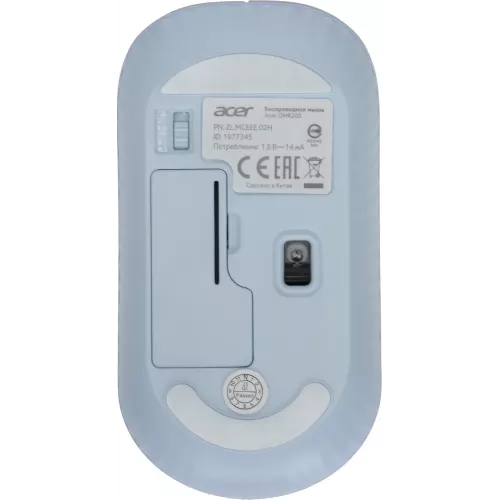 Мышь Acer OMR205 белый/голубой оптическая 1200dpi беспров. USB для ноутбука 3but (ZL.MCEEE.02H)