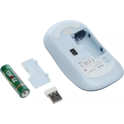 Мышь Acer OMR205 белый/голубой оптическая 1200dpi беспров. USB для ноутбука 3but (ZL.MCEEE.02H)