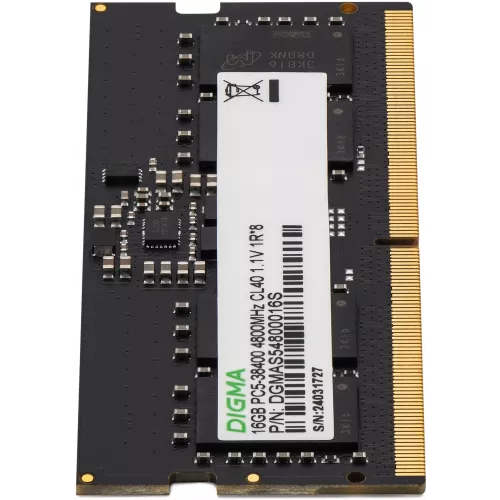 Память DDR5 16GB 4800MHz Digma DGMAS54800016S RTL PC5-38400 CL40 SO-DIMM 262-pin 1.1В single rank Ret