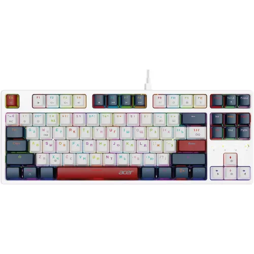 Клавиатура Acer OKW305 механическая белый USB for gamer LED (ZL.KBDCC.01W) кабель 1.8м