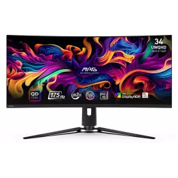 Монитор MSI 34" MAG 341CQP QD-OLED черный QD OLED LED 21:9 HDMI матовая HAS 250cd 178гр/178гр 3440x1440 175Hz FreeSync Premium Pro DP UW USB 9.3кг