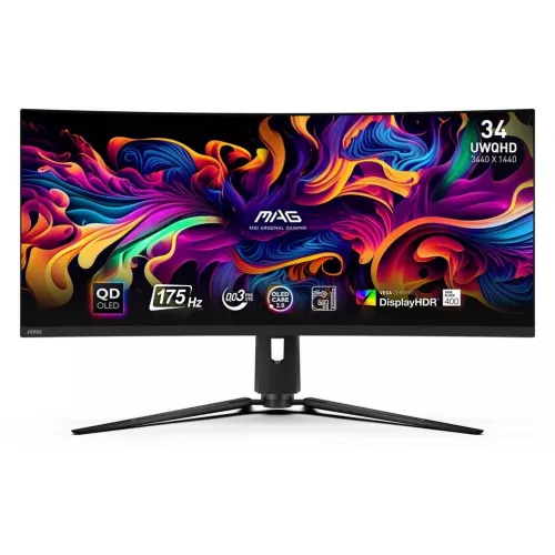 Монитор MSI 34" MAG 341CQP QD-OLED черный QD OLED LED 21:9 HDMI матовая HAS 250cd 178гр/178гр 3440x1440 175Hz FreeSync Premium Pro DP UW USB 9.3кг