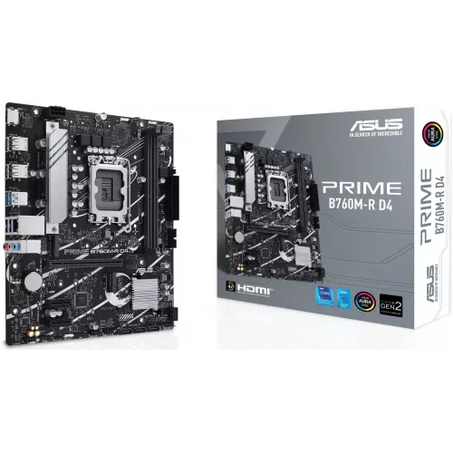 Материнская плата Asus PRIME B760M-R D4 Soc-1700 Intel B760 2xDDR4 mATX AC`97 8ch(7.1) 2.5Gg RAID+HDMI
